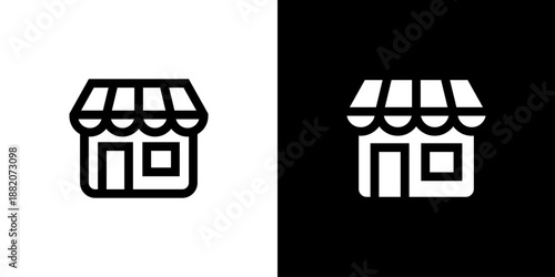 Store concept with flat Black White Background. Vector illustration.