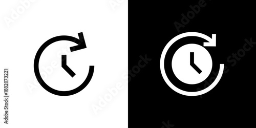 24 Hours concept with flat Black White Background. Vector illustration.