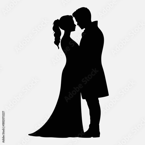 Romantic couple silhouette embracing  love and relationship vector
