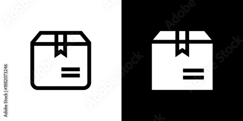 Box concept with flat Black White Background. Vector illustration.