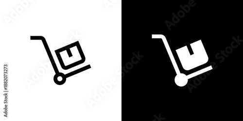 Trolley concept with flat Black White Background. Vector illustration.