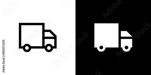 Truck Delivery concept with flat Black White Background. Vector illustration.