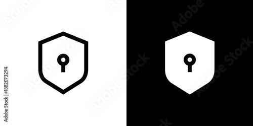 Secure concept with flat Black White Background. Vector illustration.