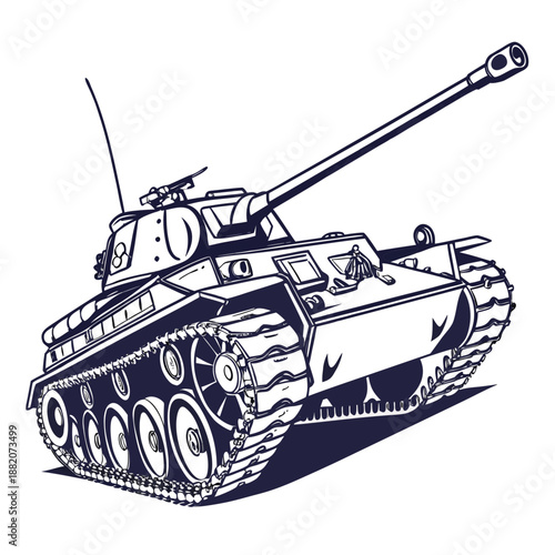 Illustrated military tank
