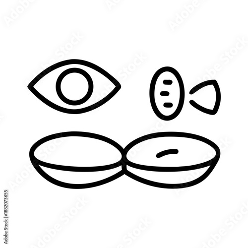 10 Hand Drawn Icon Set for Contact Lens Care and Eye Health for Optometry and Medical Use