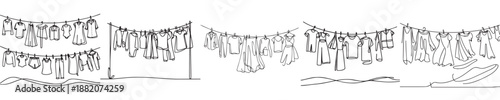 continuous line clothesline vector