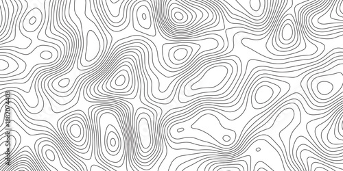 Abstract Topographic Map in Contour Line Light Topographic White seamless texture. Topography map pattern, Geographic curved, vector illustration.