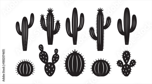Cactus plant symbols set for nature and desert design
