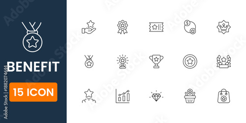 business benefit icons, employee reward symbols, corporate perks illustration, HR management icons, bonus and incentive vector set