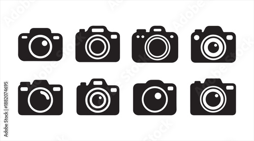 DSLR and compact camera icon set for photo technology