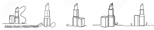 vector with continuous line lipstick style