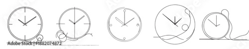 continuous line wall clock vector