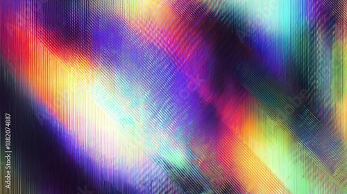 Vibrant Abstract Spectrum of Diagonal Light Streaks and Glitch Effects.