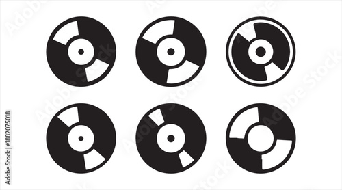 Compact disc and media storage icon set isolated on white