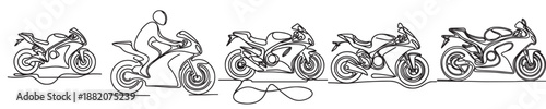 vector with continuous line style of motorbike