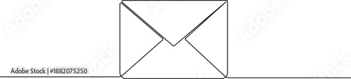 Envelope Love Letter Continuous Line Vector Icon,Continuous Line Drawing of an Envelope,Continuous Line Drawing of Open Envelope with Letter
