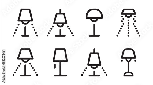 Modern household lighting symbols set for interior design