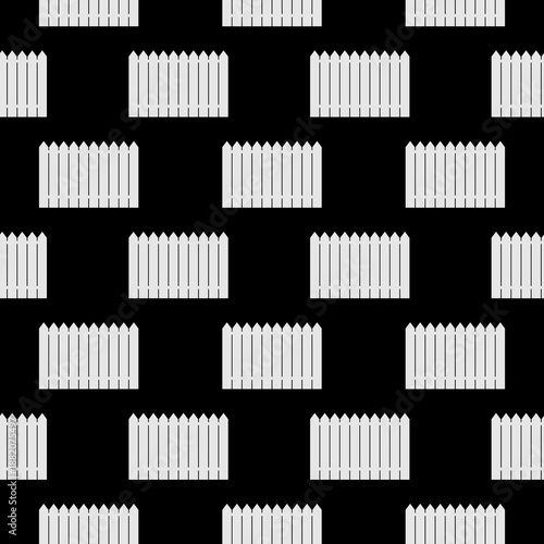 Wooden fence seamless pattern isolated on black background
