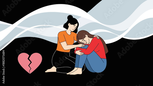 Comforting a Crying Woman with Broken Heart Mental Health Support Empathy Friendship