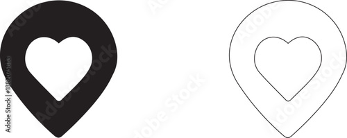 Geolocation icon with a heart inside.