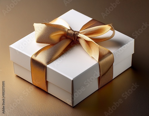 elegant white gift box with golden ribbon perfect for celebrations