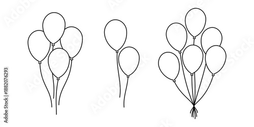 Balloon outline vector set. Minimal decoration, coloring pages and celebration design