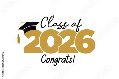 Class of 2025 for greeting, invitation card. high school or college graduate