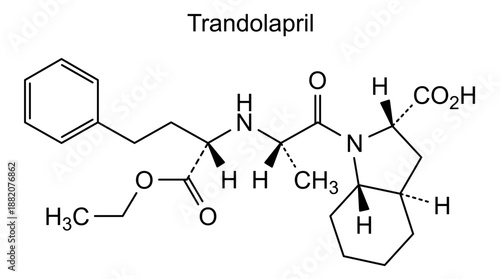 Trandolapril, chemical structure of trandolapril, drug substance
