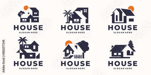 Set of house residential subdivision logo design. Building, Real Estate, and Construction design inspiration.