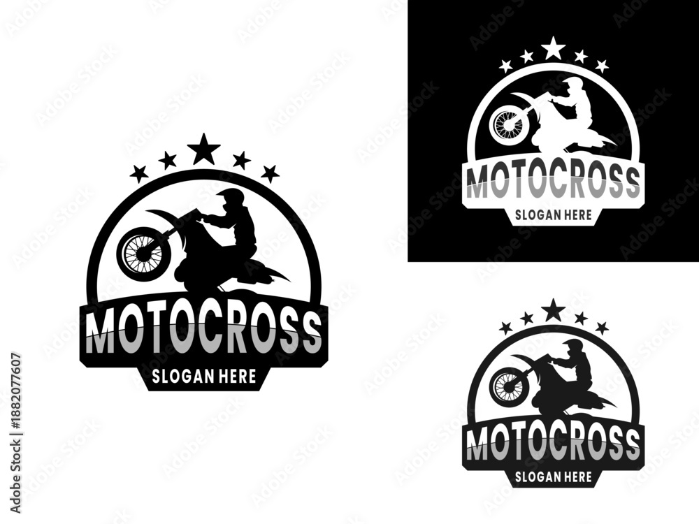 Fototapeta premium Motocross Rider Dirt Bike Racing Emblem Logo Vector Badge Design