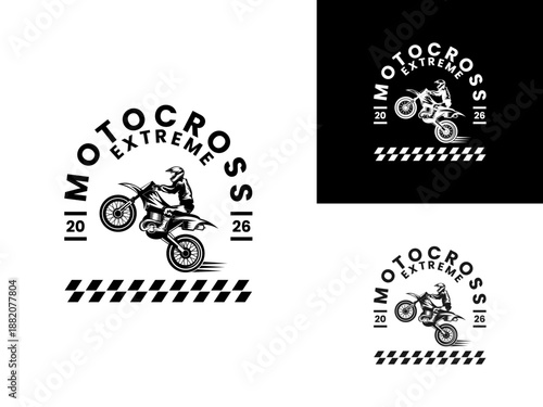 Extreme Motocross Dirt Bike Rider Logo Emblem Vector