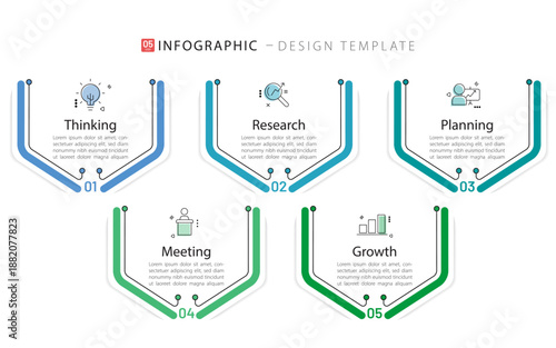 Timeline Creator infographic template. 5 Step timeline journey, calendar Flat simple infographics design template. presentation graph. Business concept with 5 options, gantt vector illustration.