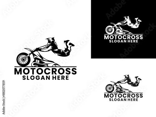 Extreme Motocross Dirt Bike Stunt Rider Vector Logo Illustration