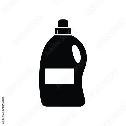 Black and white cleaning detergent bottle icon vector illustration for household cleaning products and hygiene design