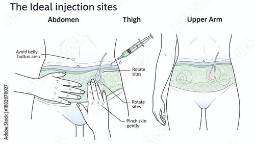 GLP-1 Injection Site Guide Diagram