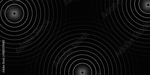 Create a bold look with a centric circle background featuring vector graphics of sound waves.