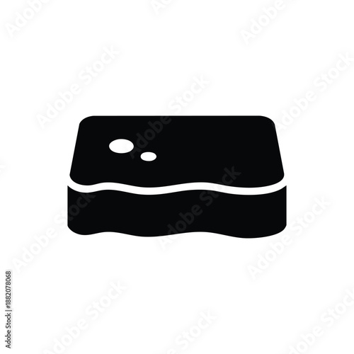 Cleaning sponge black and white vector icon simple dishwashing and household cleaning symbol