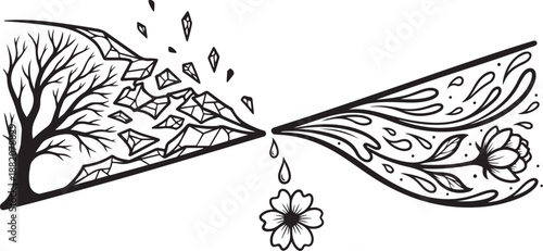 Nature's transformation from winter to spring in one line