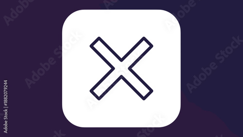 White Square Button with Black Cross Symbol.