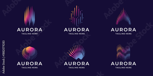 aurora logo bundle with gradient modern color branding design inspiration