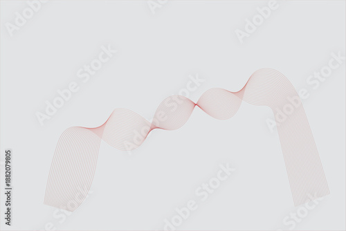 3D rendered illustration of a red ribbon and pink heart on a white background, featuring a Valentine gift card design with purple holiday decoration and fashion symbol art