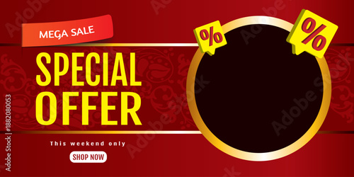 Colorful discount sale podium. Special offer composition.