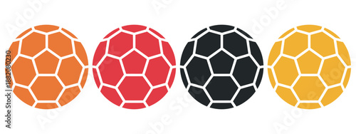 Handball sport vector collection, player action poses, game equipment icons, ball elements, professional competition, dynamic athletic team illustration