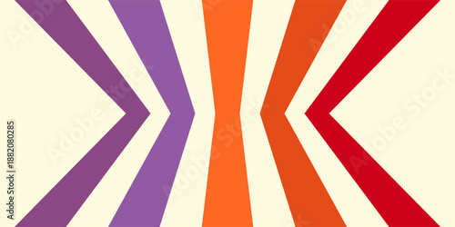 Abstract colorful 70s background vector. Vintage retro wallpaper with rainbow stripes and wavy lines. A 1970 color illustration suitable for posters, banners, decorative items and wall art.