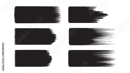   
Six black brush stroke designs with fading gradient effects arranged in two columns.