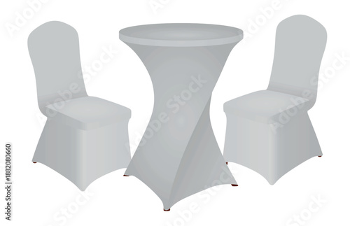 Round table and chairs covered. vector illustration
