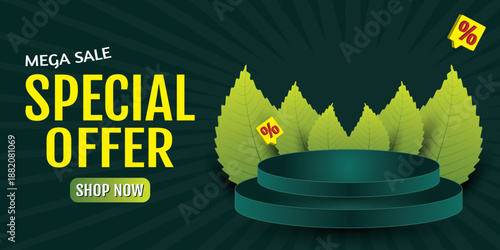 Colorful discount sale podium. Special offer composition.