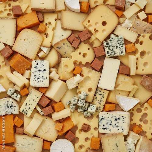 background with close-up of different types of cheeses