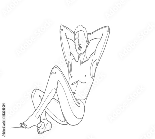 Line art illustration of a person performing a sit up exercise focused on core strength