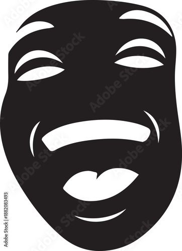 Laughing happy theatrical drama mask carnival celebration vector silhouette illustration